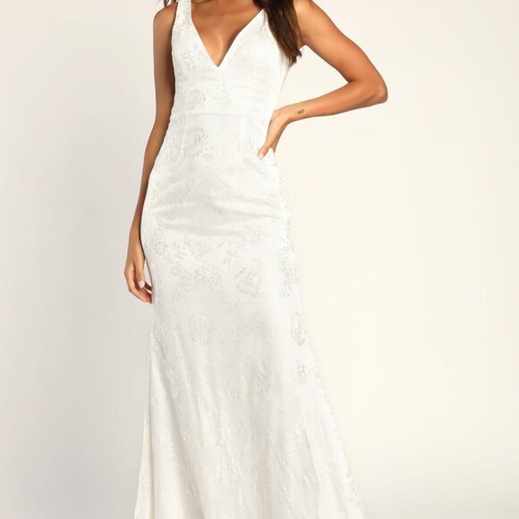 NWT Lulus Made for Forever White Lace Mermaid Maxi Dress - Picture 2 of 10